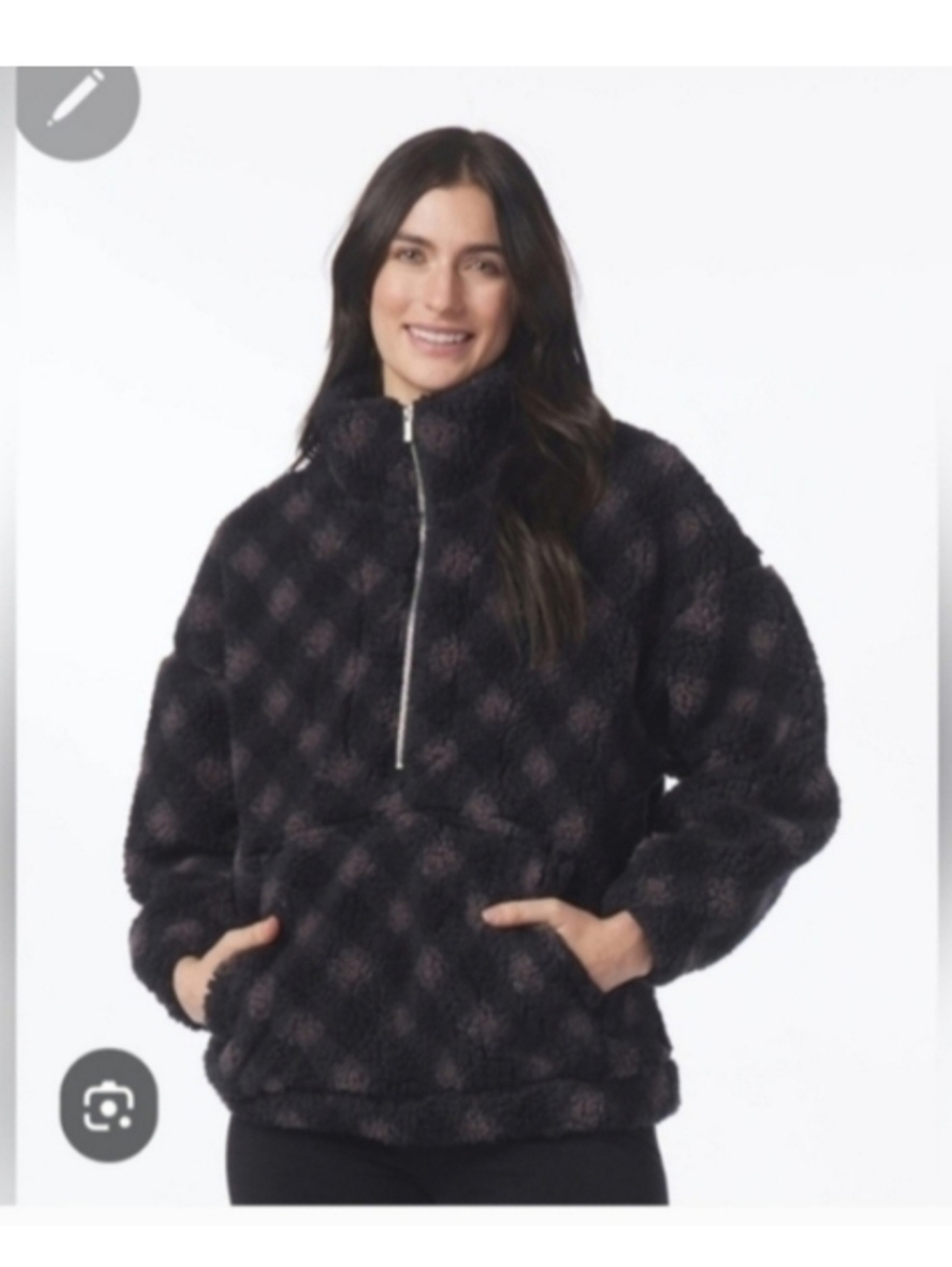 Glyder Black Fuzzy Half-Zip Pullover Sz M